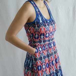 Mountain Hardware knit maxi dress - blue and coral - M